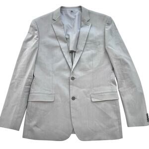 Express Slim Blazer Mens 44L Light Gray Summer Sport Coat Lightweight Stretch